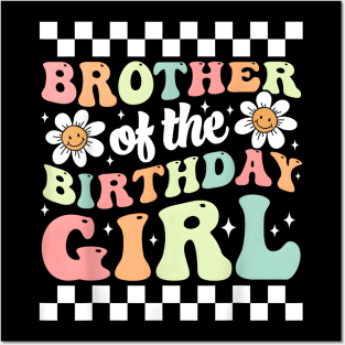 Brother of The Birthday Girl Family Groovy Birthday Party T-Shirt Posters and Art